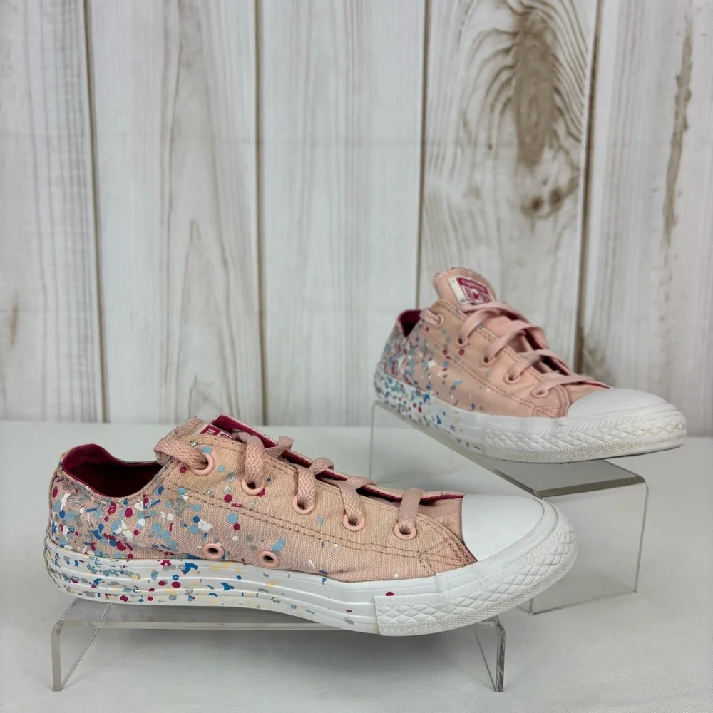 Converse Chuck Taylor All Star Junior Sneakers Confetti Low Top Shoes Pink Sz 4